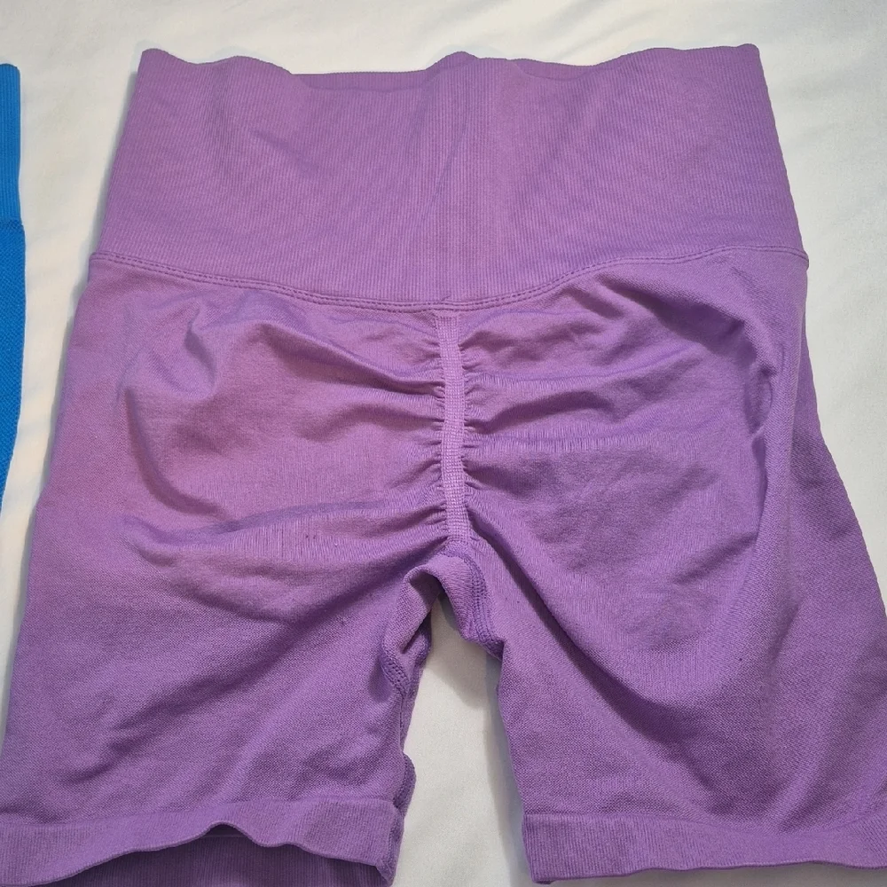 Blue and Purple High-Waisted Athletic Shorts - Picture 3 of 11